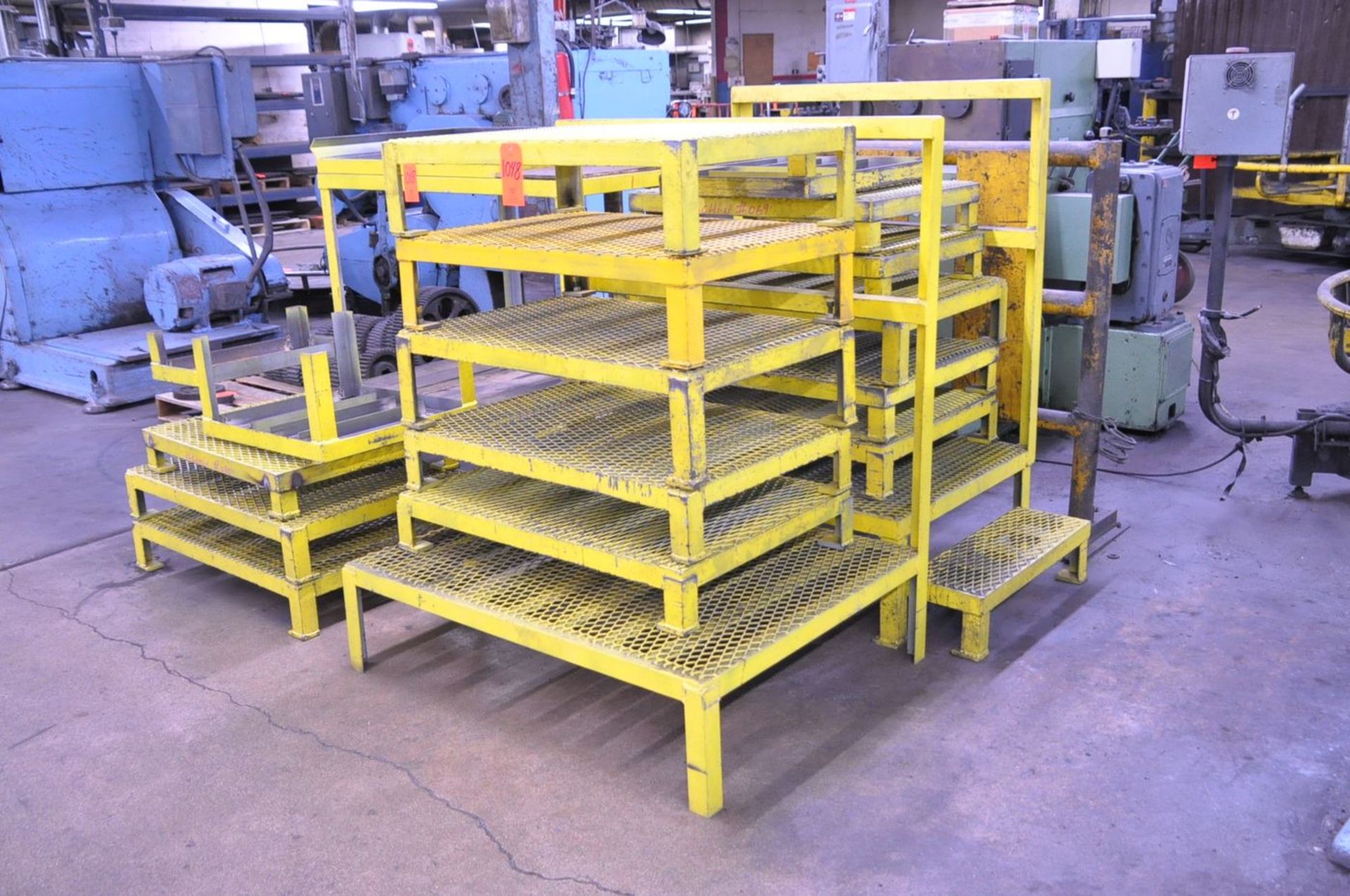 Lot - Steel Frame Mesh Machine Platform Stands with 35 in. x 48 in. Sorting Table (Removal Cost : $