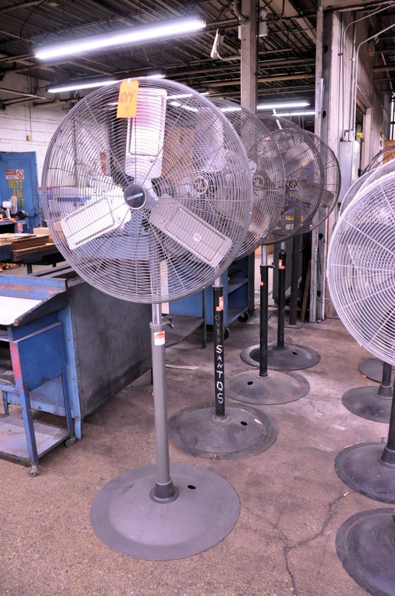 Lot - (3) North N Tech and (1) Master Force 30 in. Pedestal Shop Fans in (1) Row (Removal Cost : N/
