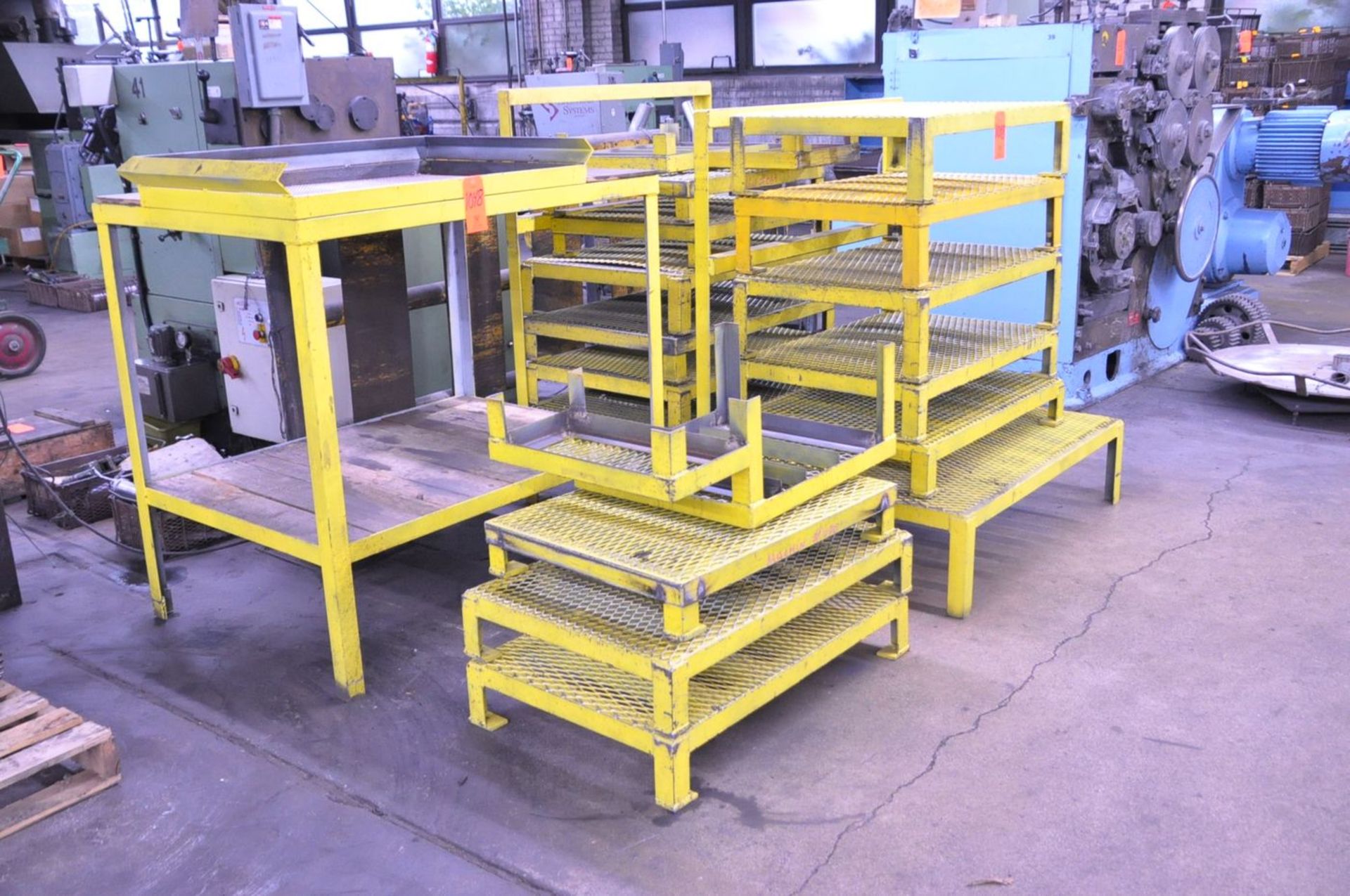 Lot - Steel Frame Mesh Machine Platform Stands with 35 in. x 48 in. Sorting Table (Removal Cost : $ - Image 2 of 2