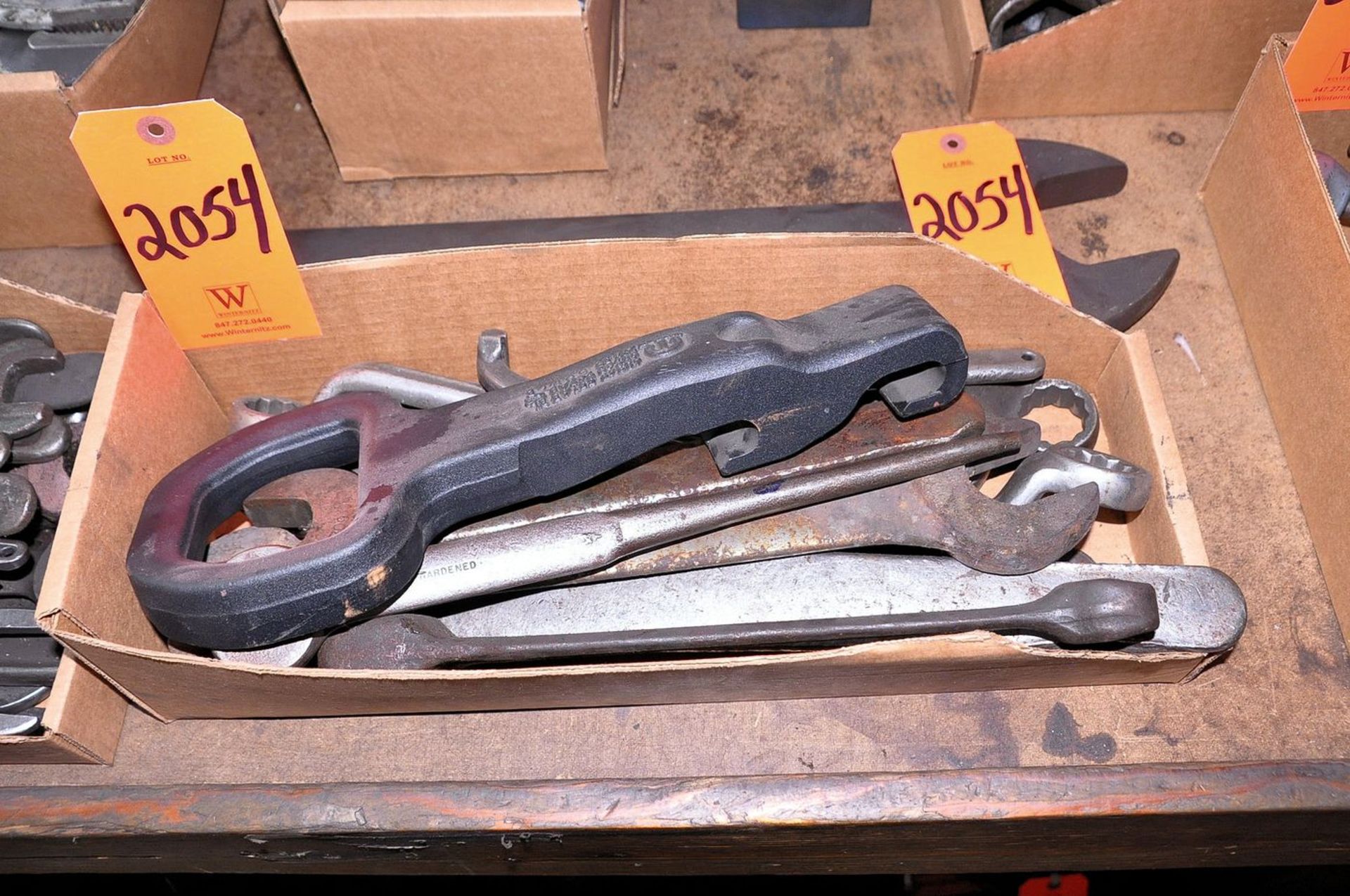Lot - Machine Wrenches in (3) Boxes with Large Open End Machine Wrench (Removal Cost : N/C)