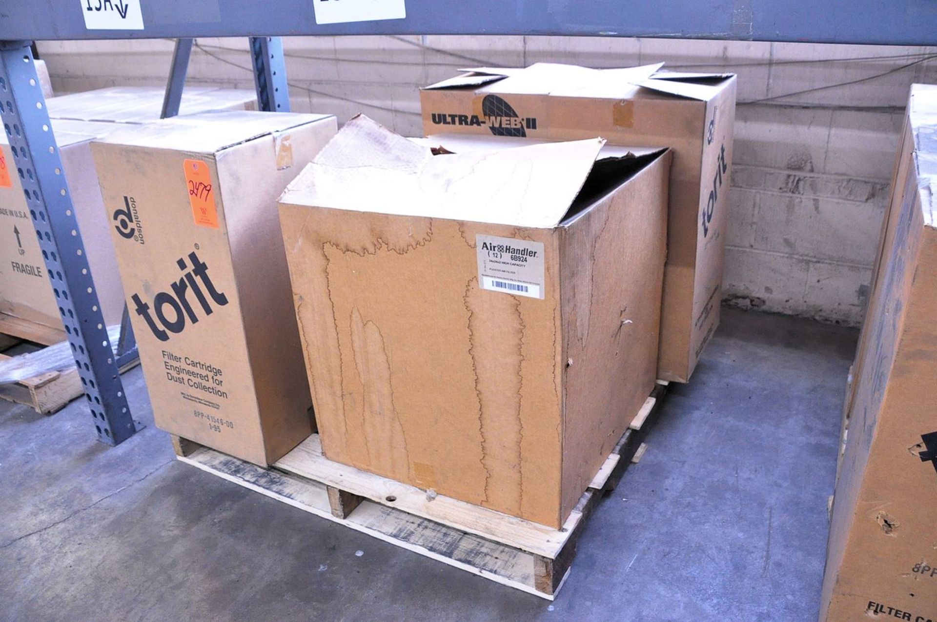 Lot - (4) Donaldson Torit Ultra-Web Filters and (1) Air Handler Filter on (1) Pallet (Removal Cost :