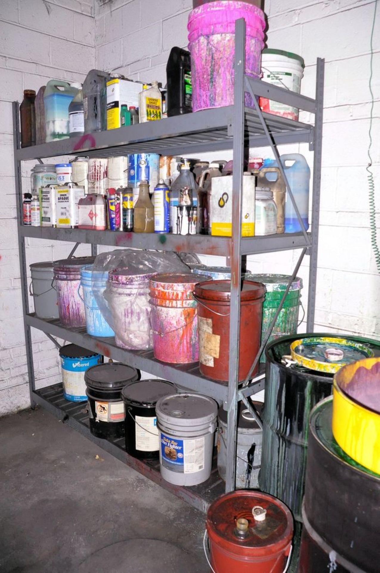 Lot - (5) Sections of Shelving with 2-Door Short Supply Cabinet and Single Door Flammable Storage