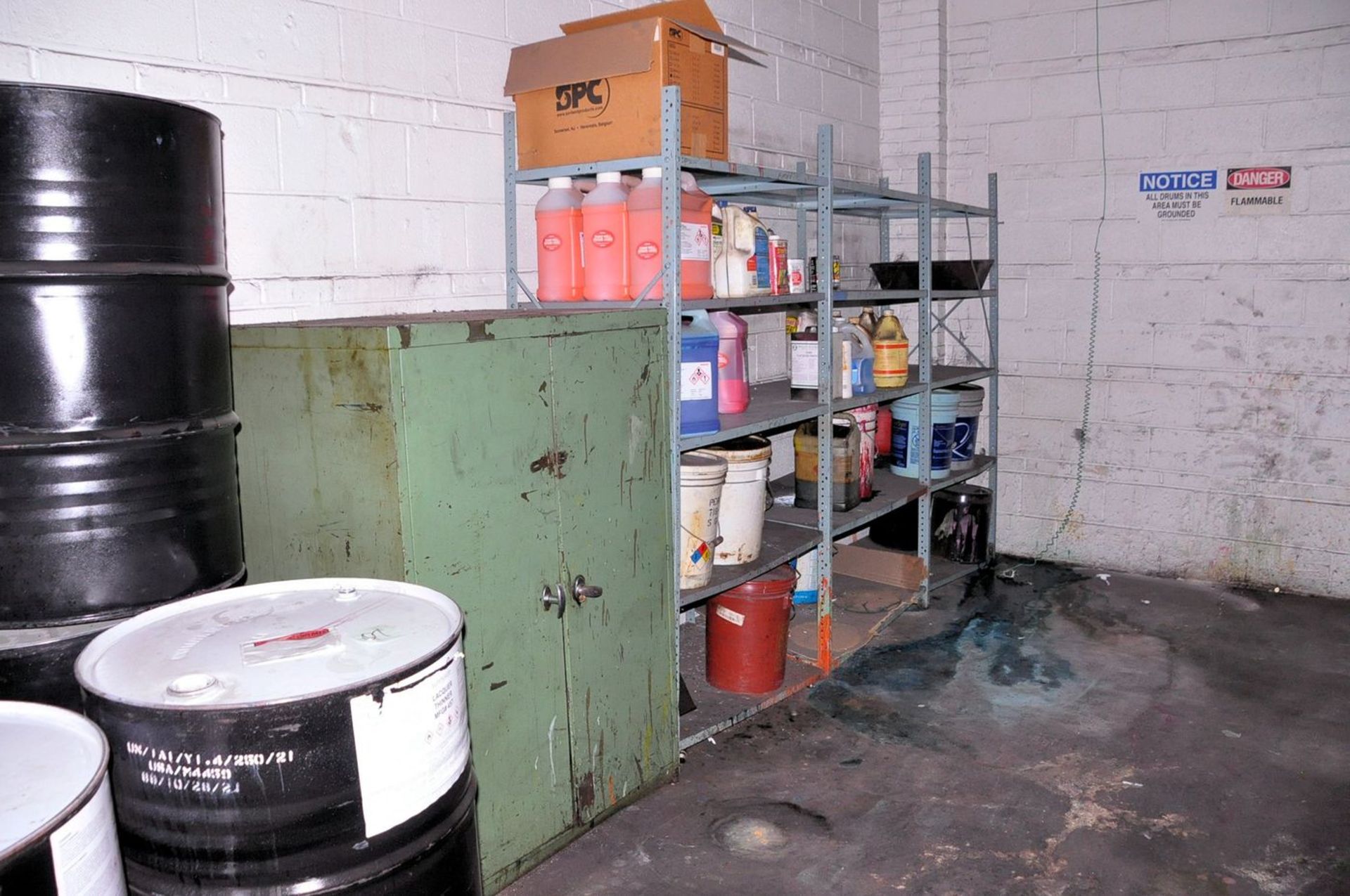 Lot - (5) Sections of Shelving with 2-Door Short Supply Cabinet and Single Door Flammable Storage - Image 2 of 4