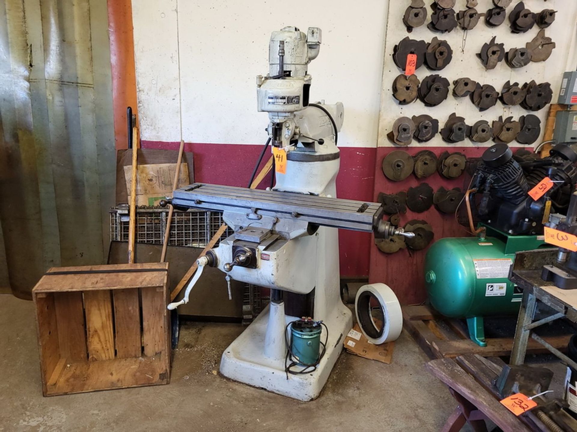Bridgeport 1/2 HP Vertical Milling Machine, S/N: 12BR74823; with 9 in. x 42 in. T-Slotted Production