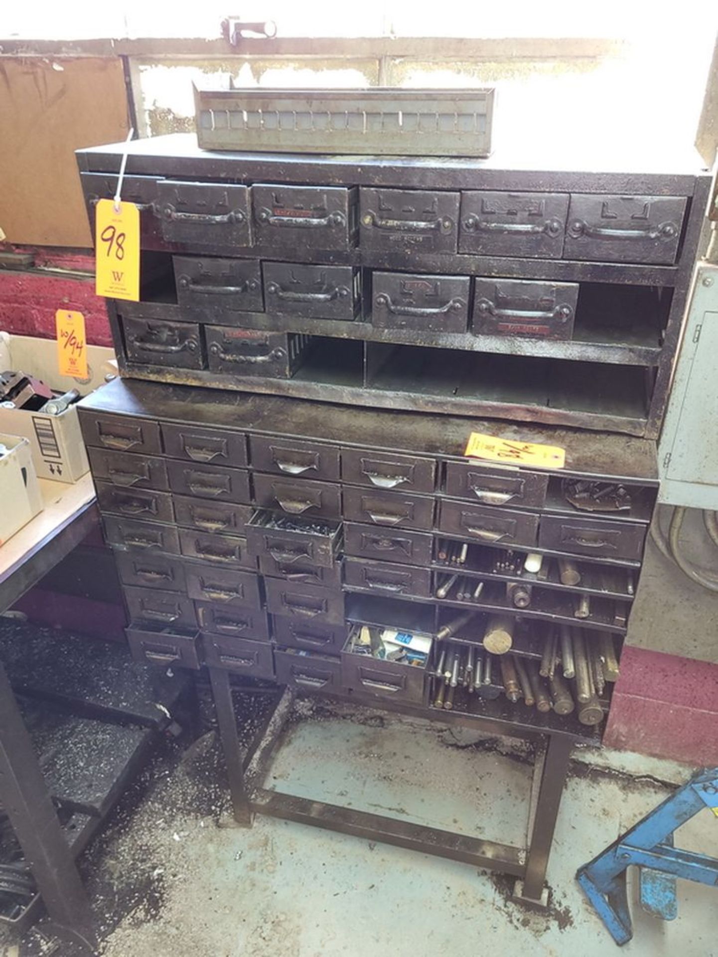 Lot - (5) Metal Parts Drawer Cabinets & Contents