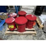 Lot - Pallet to Include: (5) Various Sized Oil Waste Cans (Removal Cost : $50)