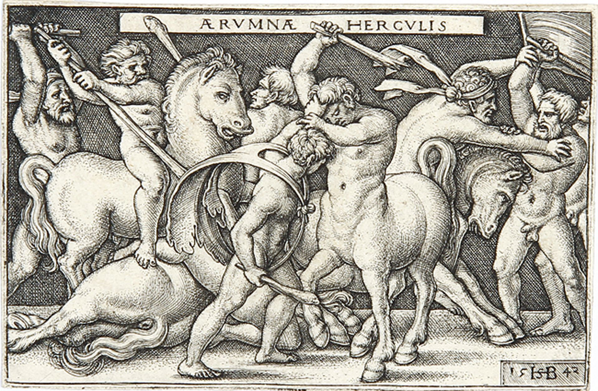 HANS SEBALD BEHAM:  Hercules kämpft mit den Centauern.