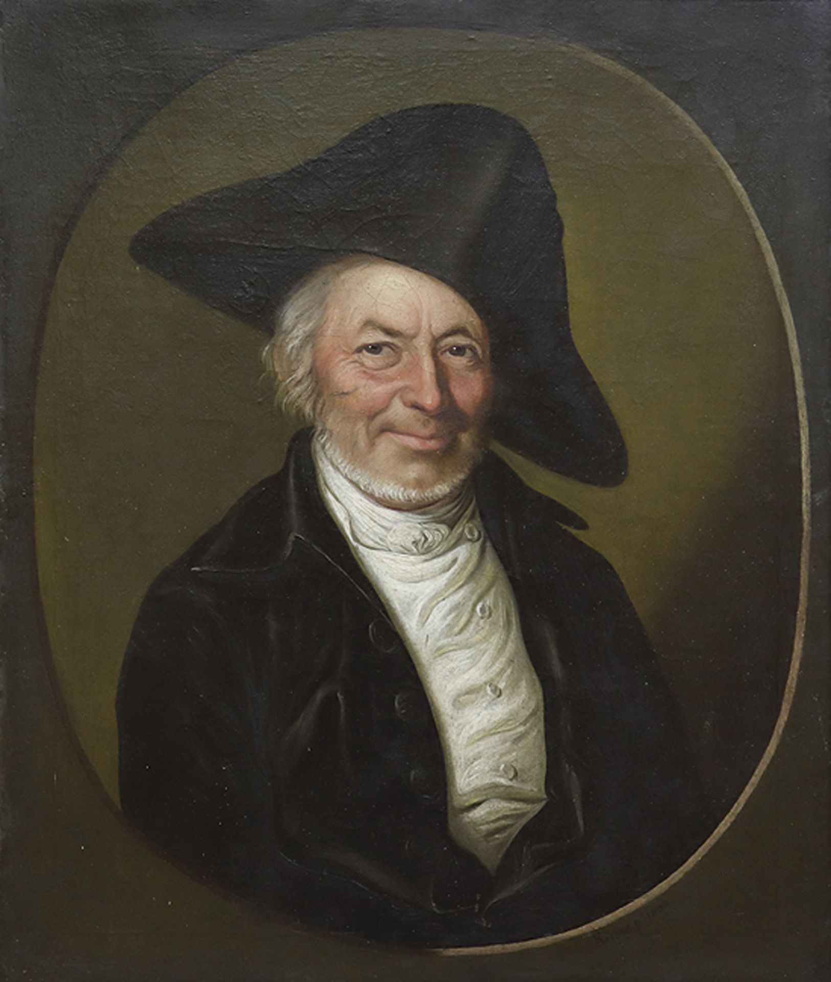 JOHANN LUDWIG KISLING, auch KIESLING oder KISSLING: Porträt eines lächelnden Mannes mit Dreispitz.