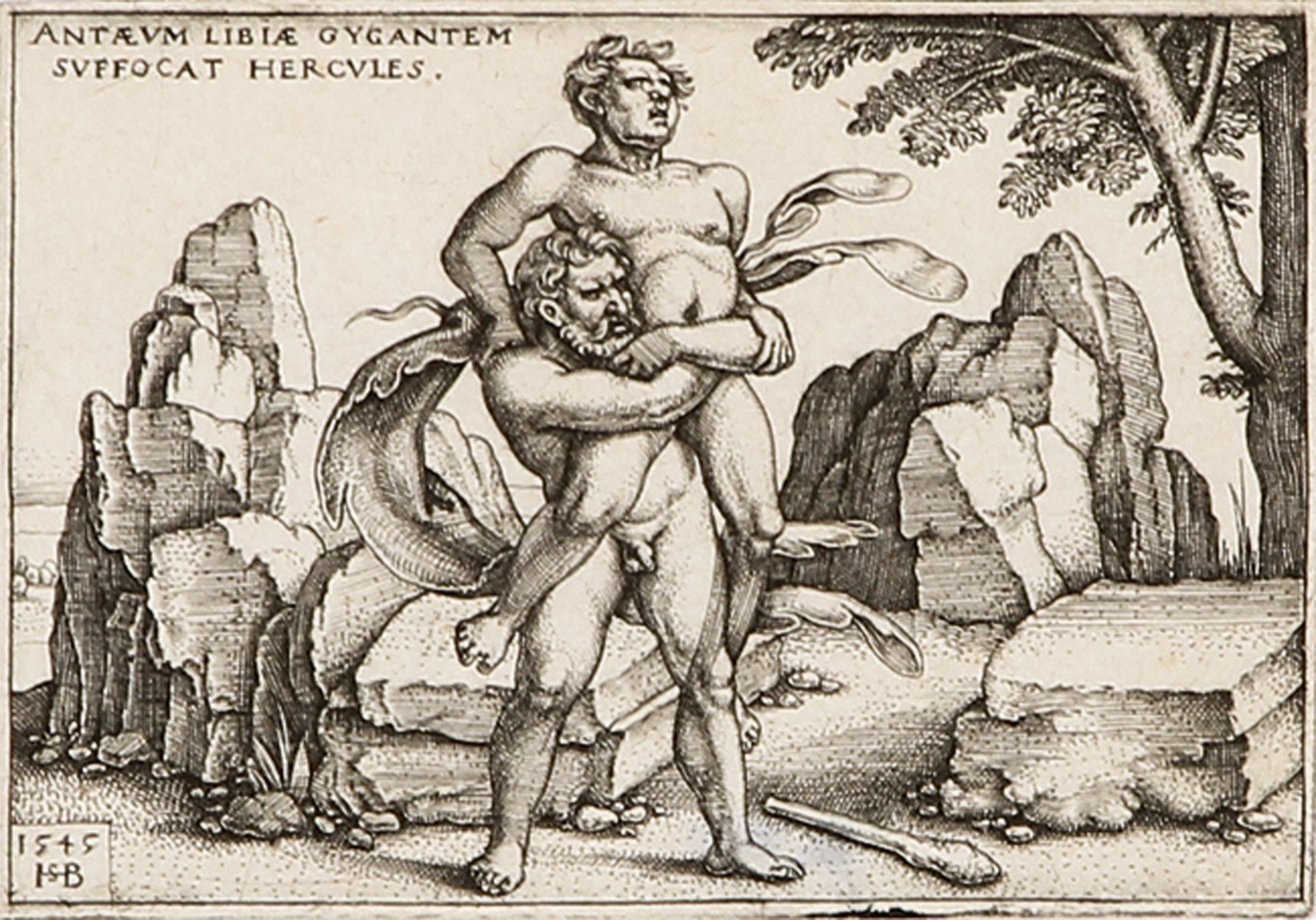 HANS SEBALD BEHAM: Hercules erwürgt den Anteus.