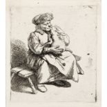 CORNELIS BEGA: Brustbild einer jungen Landfrau - Kopf eines lachenden Bauern - Stehender Mann in ku