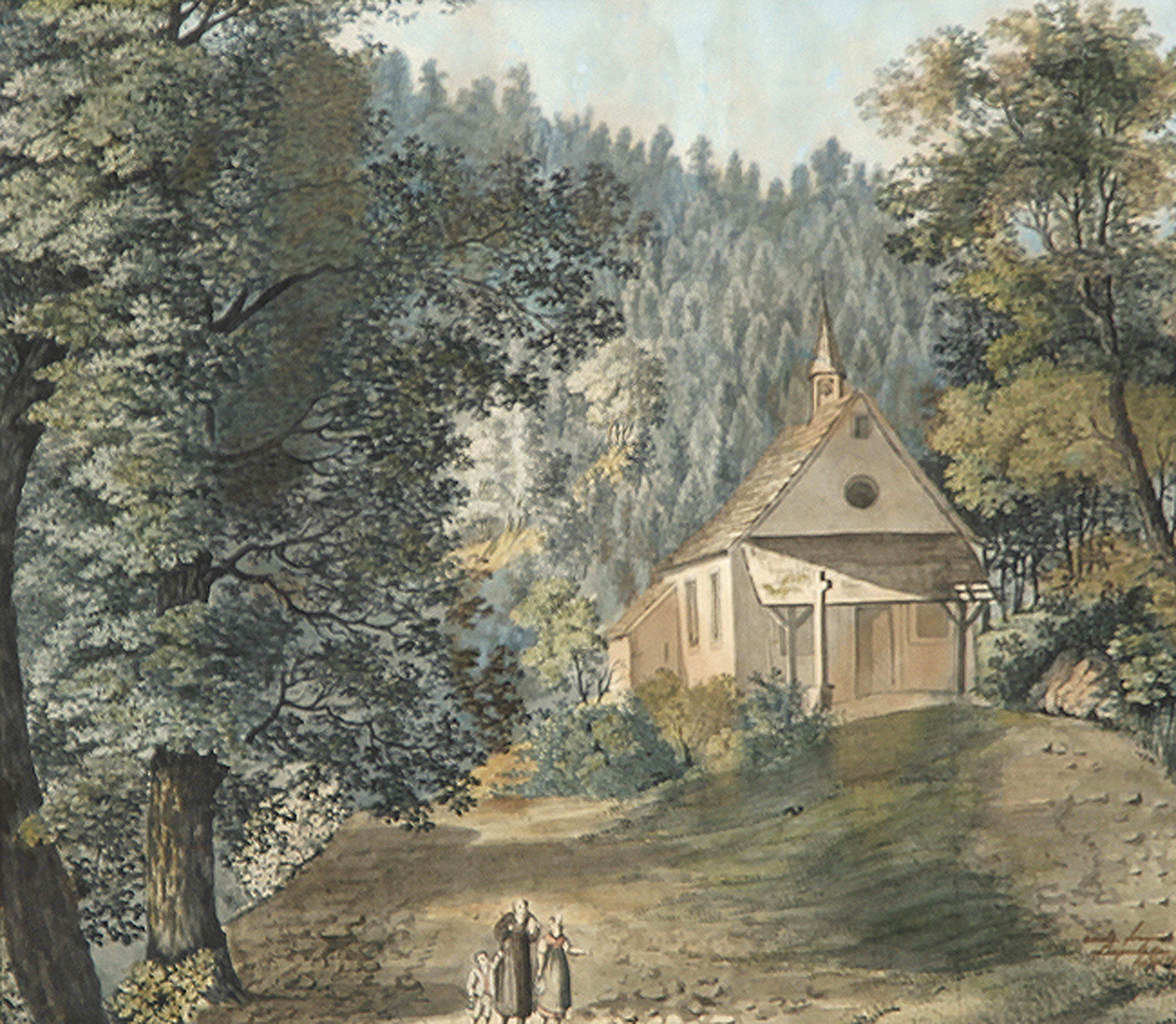 ANNA AMALIA VON LEOPRECHTING: Waldlichtung mit Kapelle I.