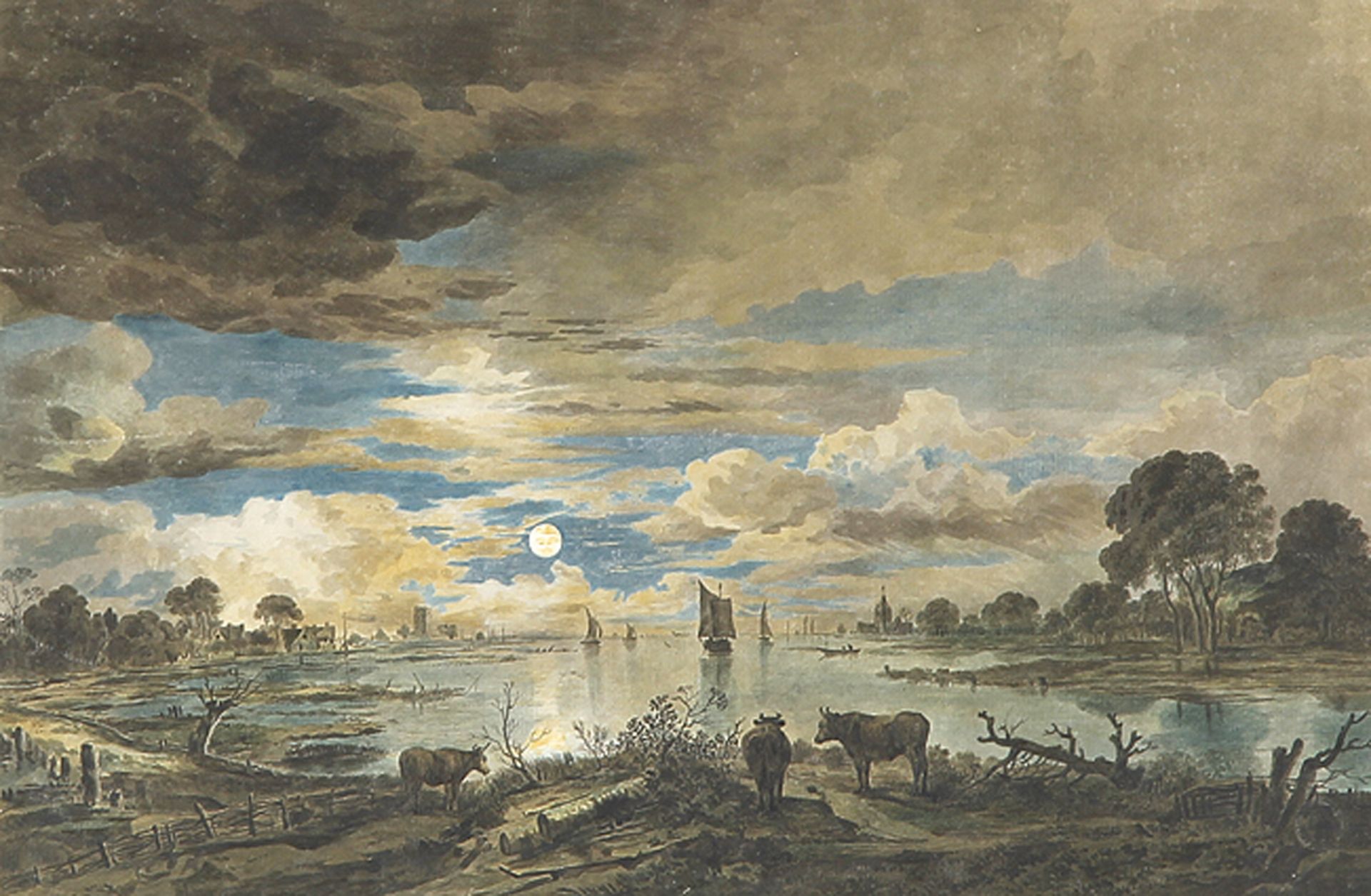 CORNELIS BUYS, auch CORNEILLE BUIJS: Blick auf einen Hafen bei Mondschein.