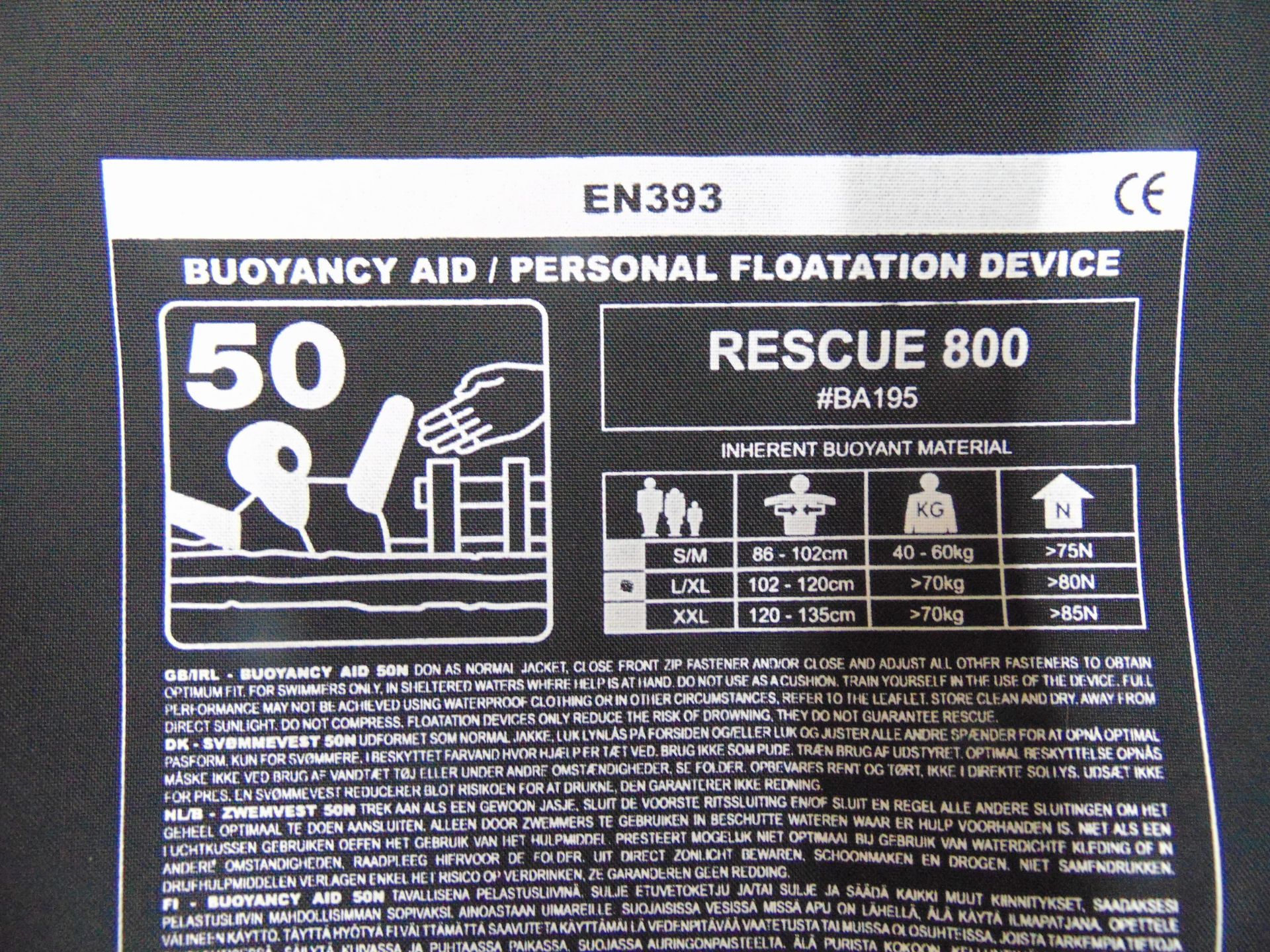 Palm Professional Rescue 800 Buoyancy Aid - PFD Personal Floatation Device Size L/XL - Image 7 of 8