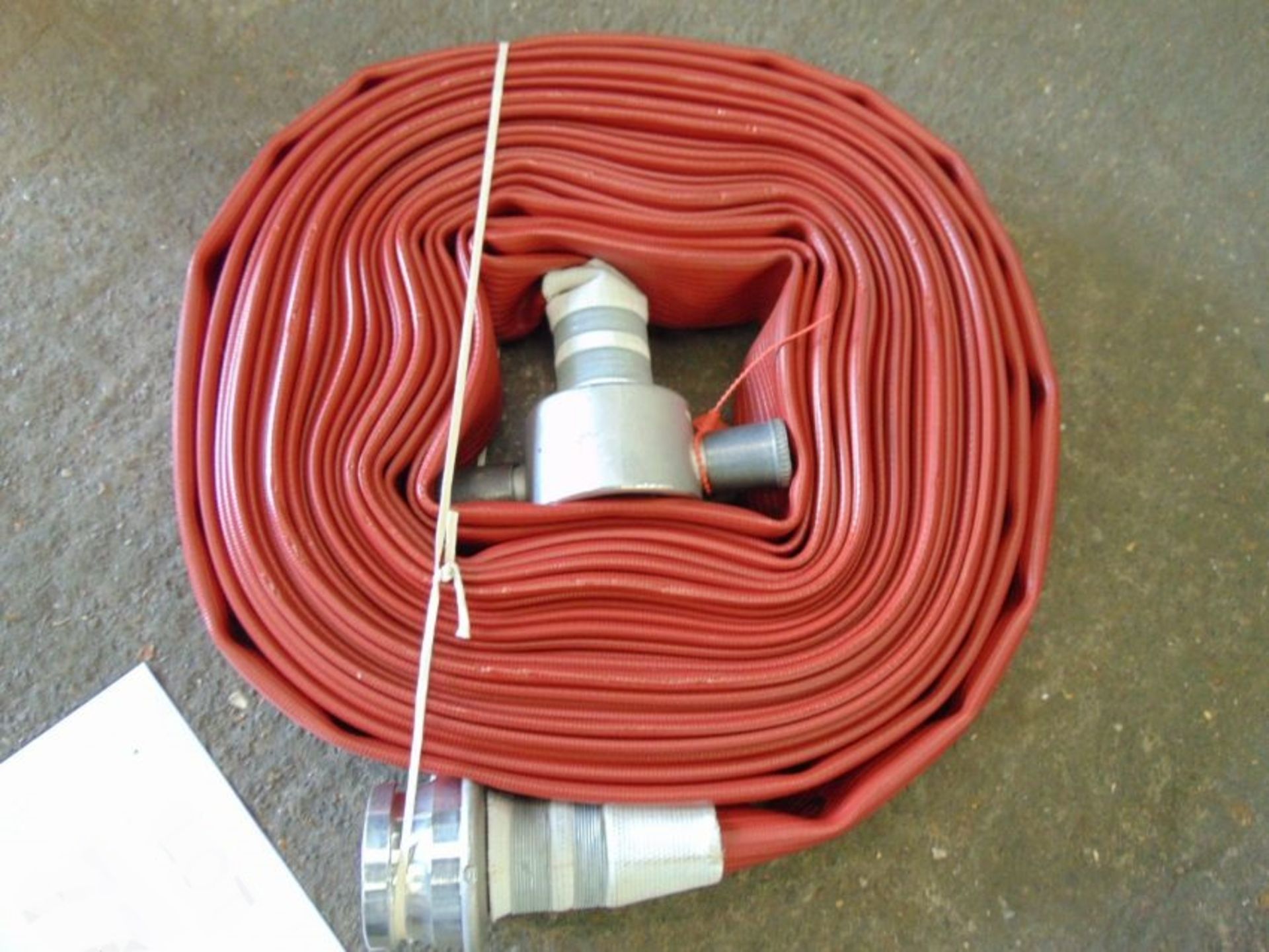 Unissued Angus Duraline 45MM x 23M Layflat hose c/w fittings