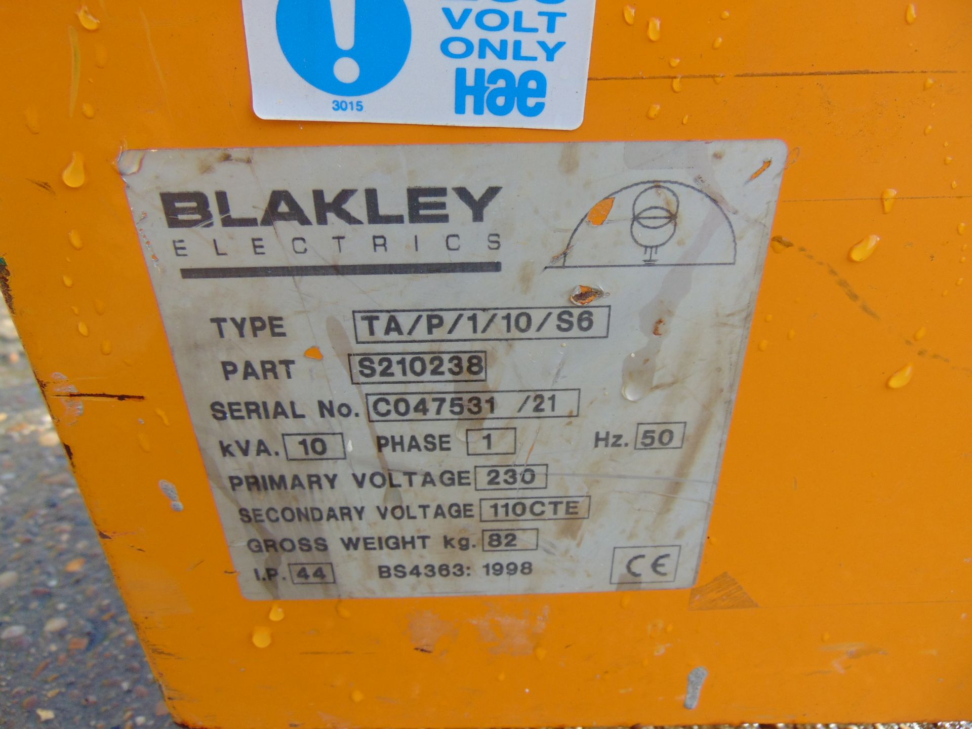 Blakley TA/P/1/10/S6 10KVA 16a 32a Site Block Transformer - Image 5 of 5