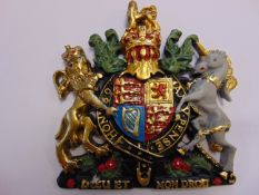 Hand Painted Wall Mounted Royal Crest, New Unissued 15cms x 16cms