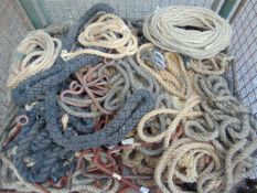 1x Stillage of heavy duty track ropes & hooks