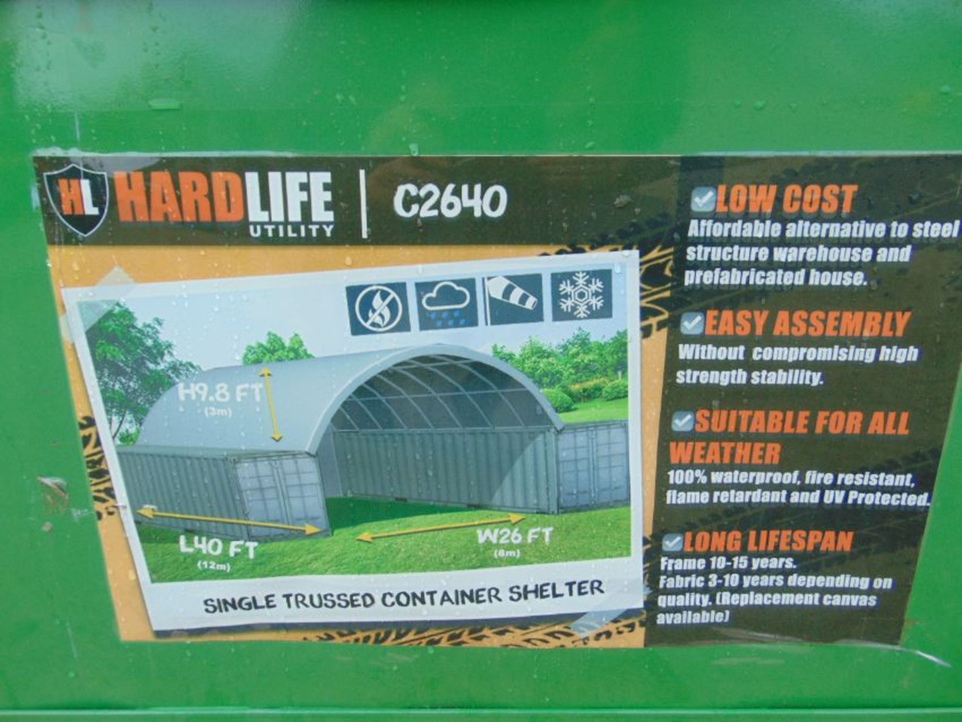 ontainer Shelter 8m W x 12m L x 3m H P/No C2640 - Image 3 of 5