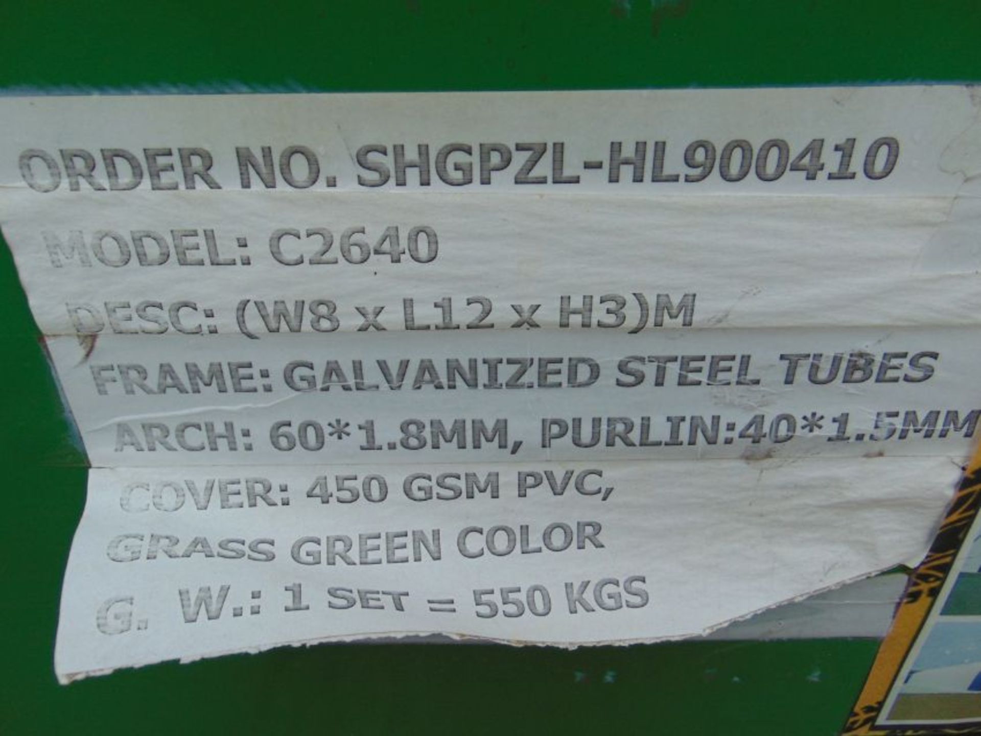 ontainer Shelter 8m W x 12m L x 3m H P/No C2640 - Image 5 of 5