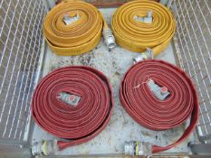 4 x Angus Layflat Fire Hoses with Couplings