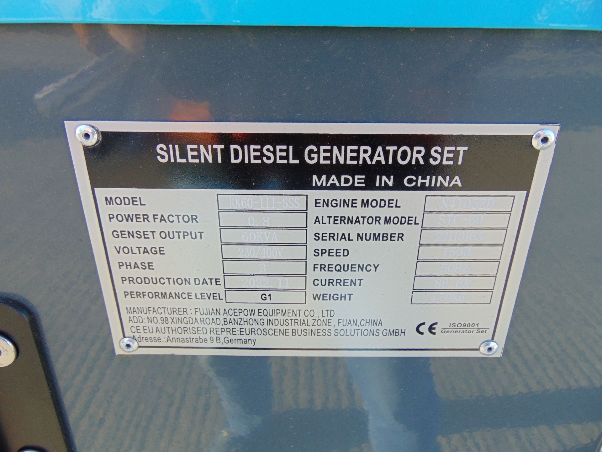 2022 UNISSUED 60 KVA 3 Phase Silent Diesel Generator Set - Bild 16 aus 16