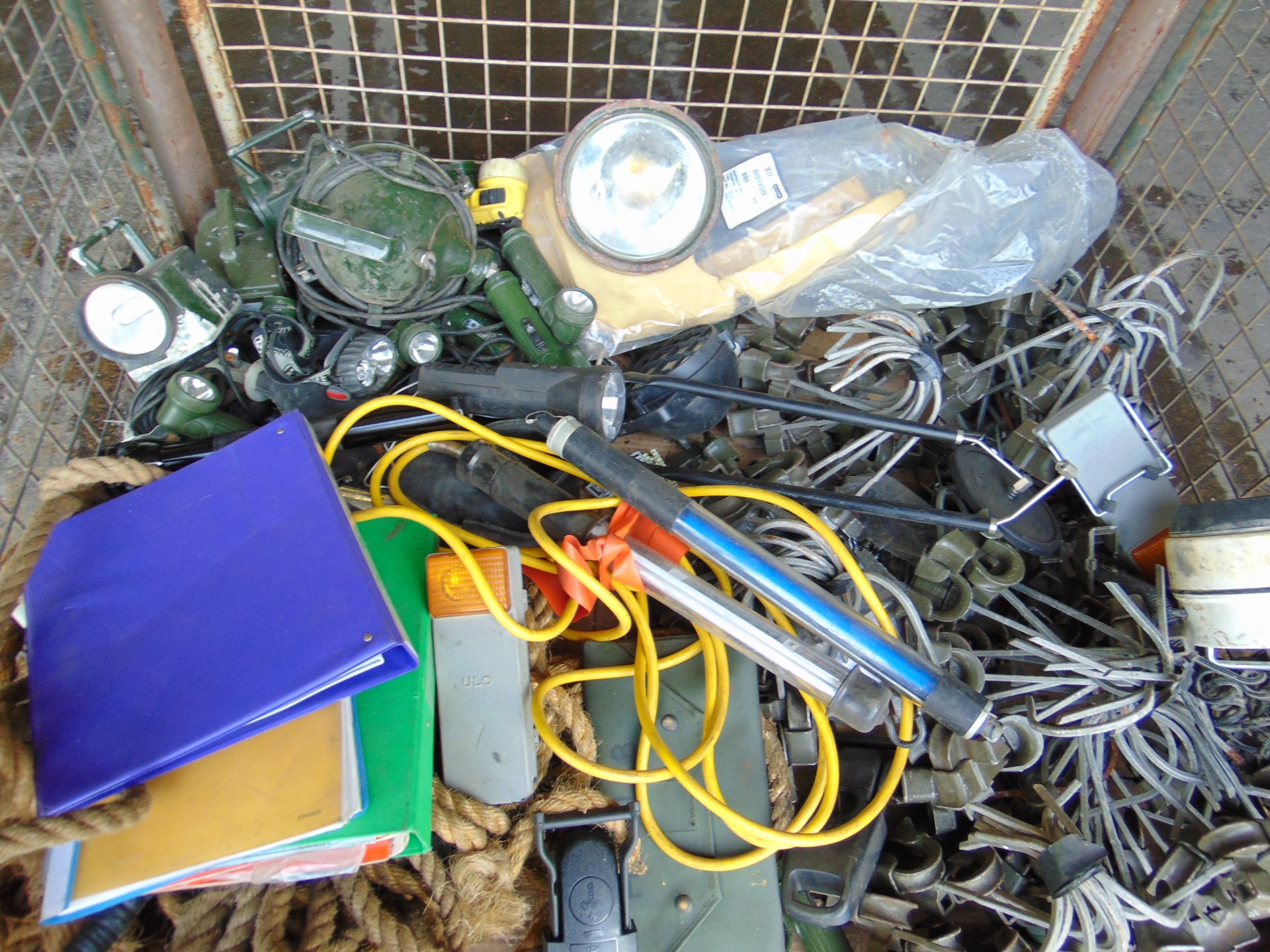 1x Stillage of Lamps, Torches, Manuals Clamps etc