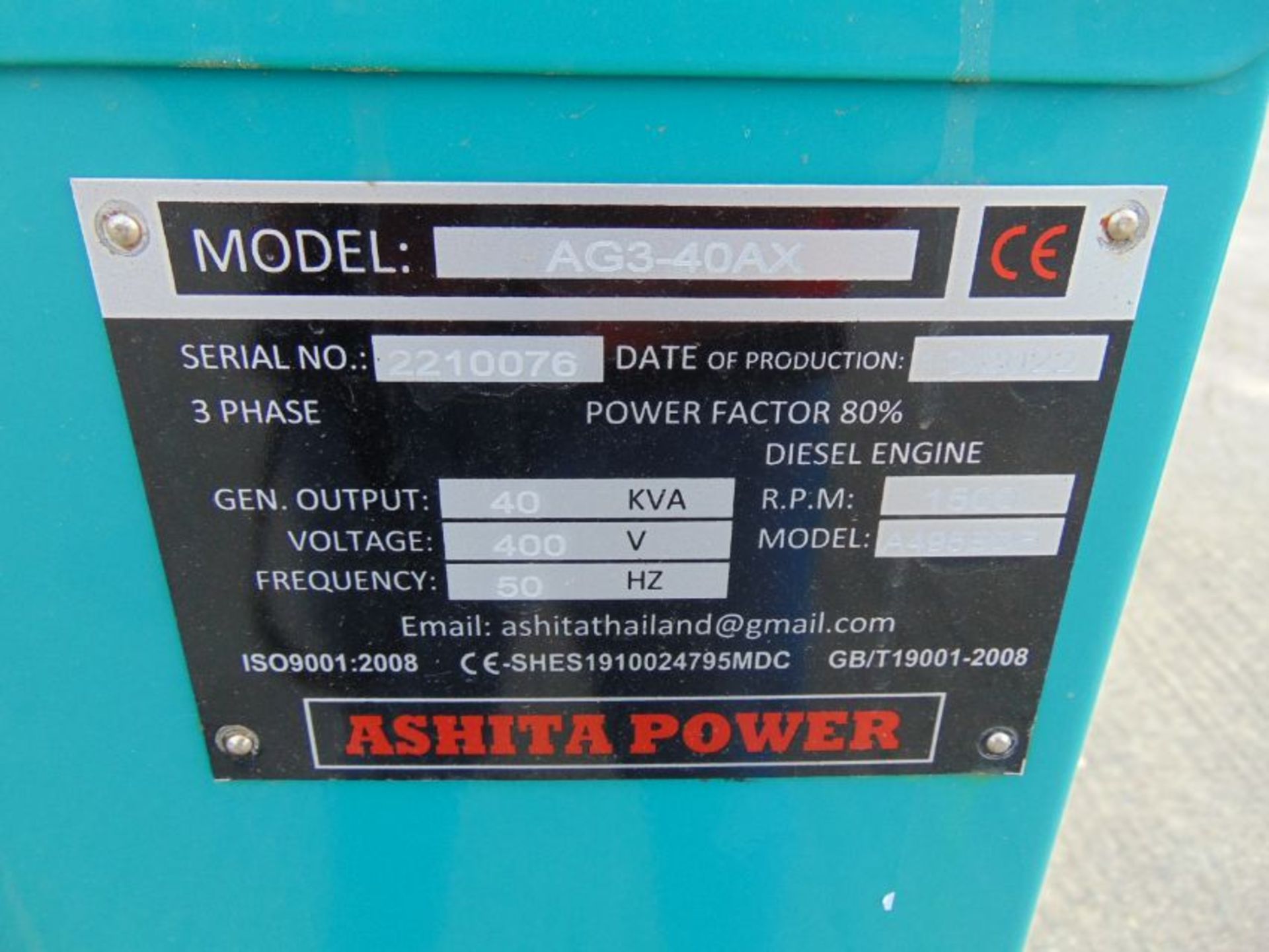 2022 UNISSUED 40 KVA 3 Phase Silent Diesel Generator Set - Image 19 of 19