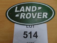 CAST IRON HAND PAINTED LAND ROVER ADVERTISING SIGN 14 IN X 7 IN