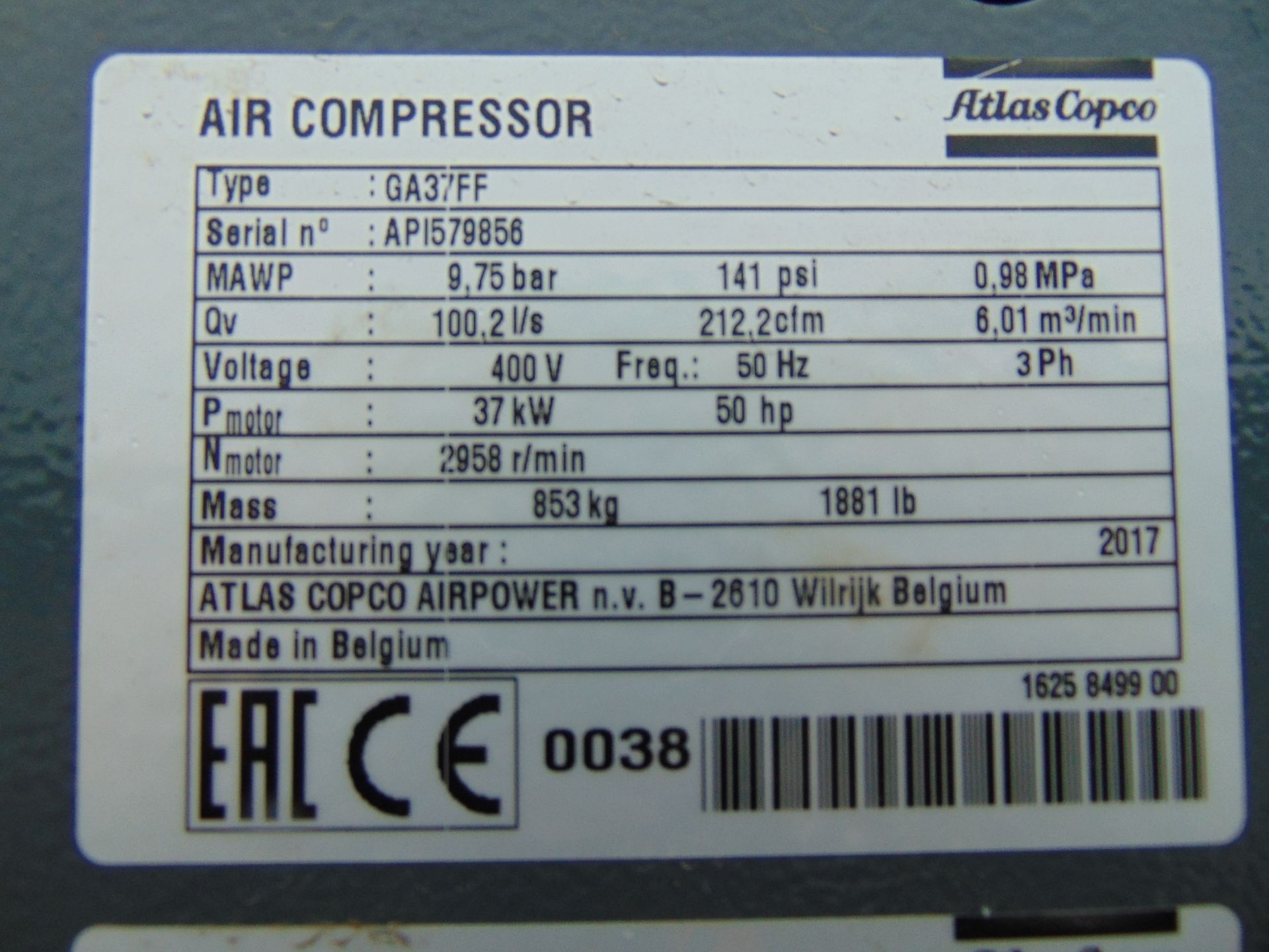 Atlas Copco GA37-FF Rotary Screw Compressor - Image 11 of 11