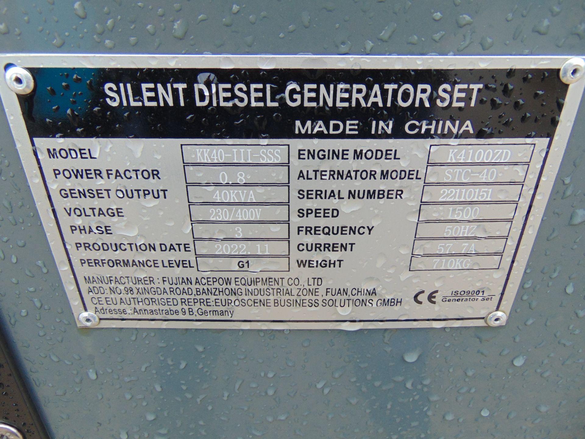 2022 UNISSUED 40 KVA 3 Phase Silent Diesel Generator Set - Image 16 of 16