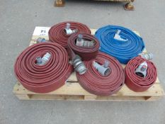 6 x Angus Mixed Sizes Layflat Fire Hoses with Couplings