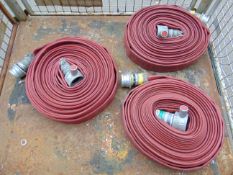 3 x Angus 51mm x 23m Layflat Fire Hoses with Couplings