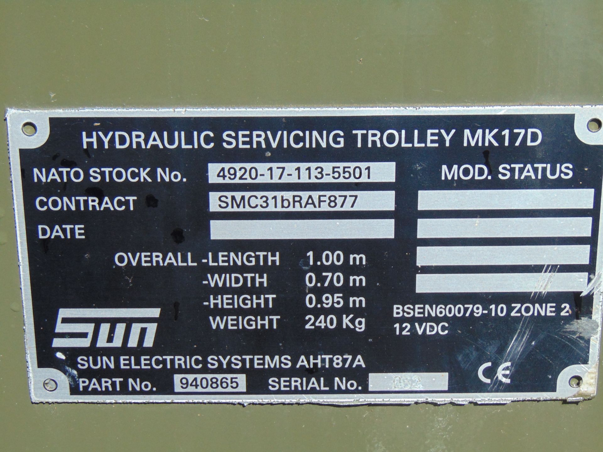 Sun AHT 87A Hydraulic Servicing Trolley from R.A.F. - Image 17 of 17