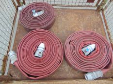 3 x Angus 70mm x 23m Layflat Fire Hoses with Couplings