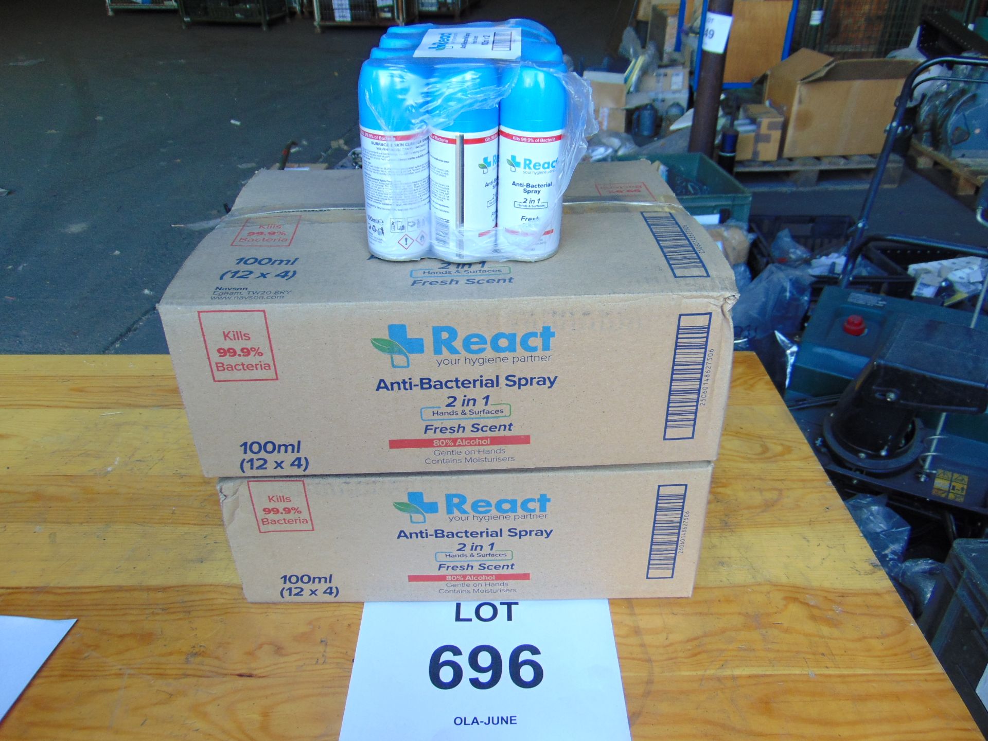 2x Box (96 Cans) REAC Anti Bacterial Spray