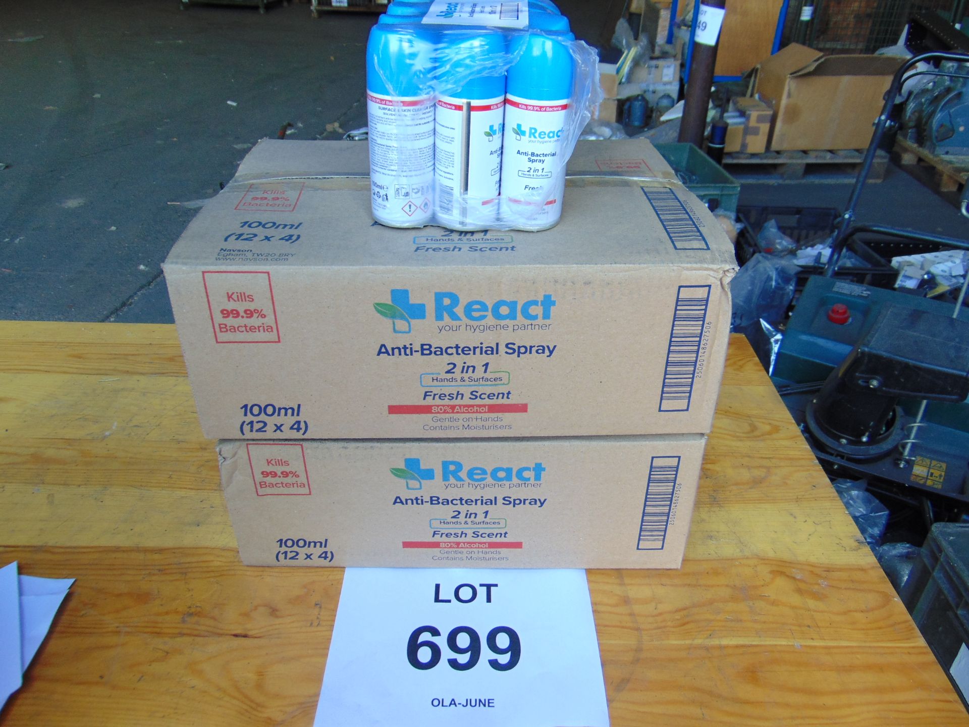 2x Box (96 Cans) REAC Anti Bacterial Spray