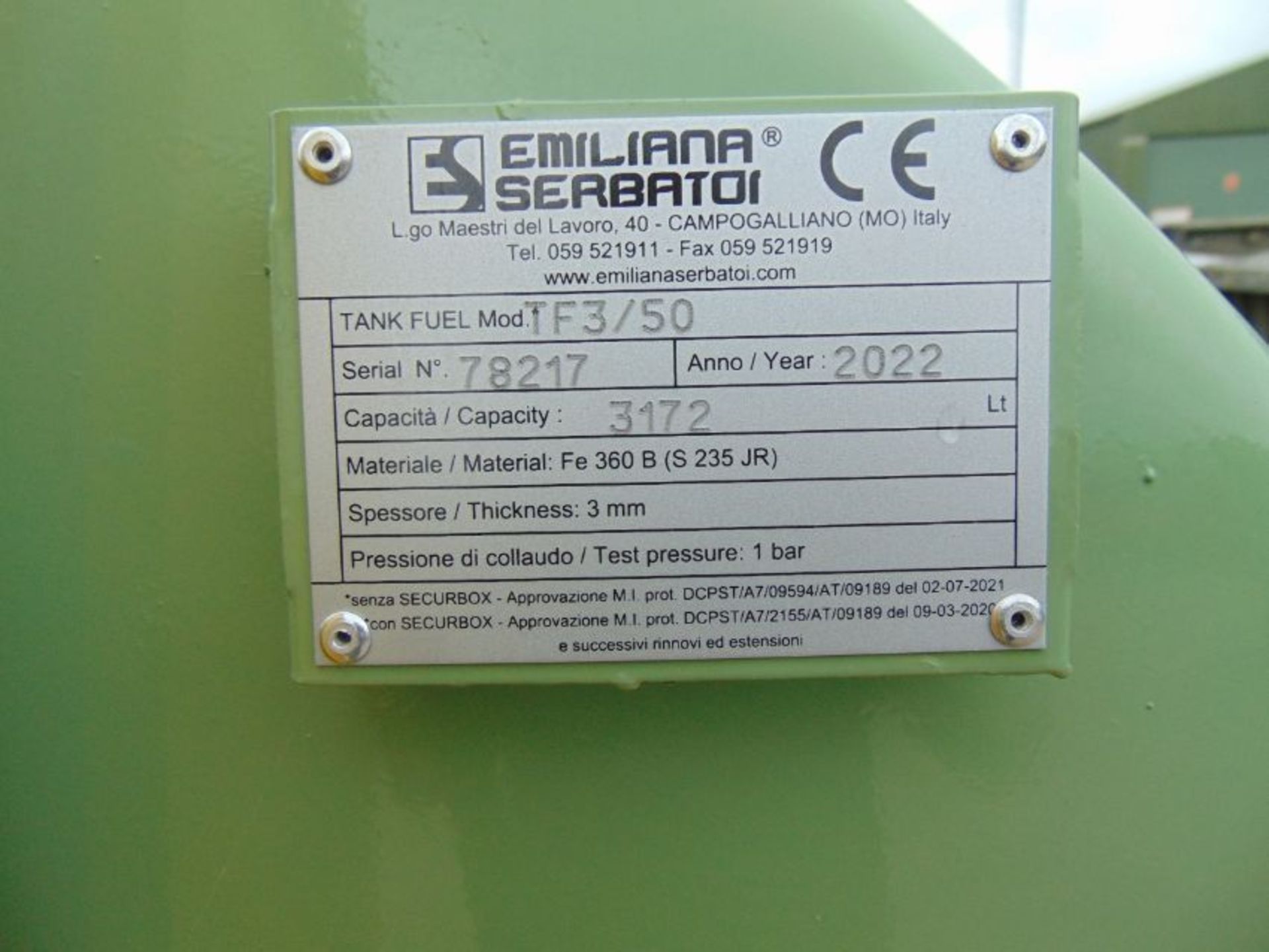 NEW UNUSED Emiliana Serbatoi 2022 TF3/50 3172 litre Diesel Fuel Tank - Image 11 of 11