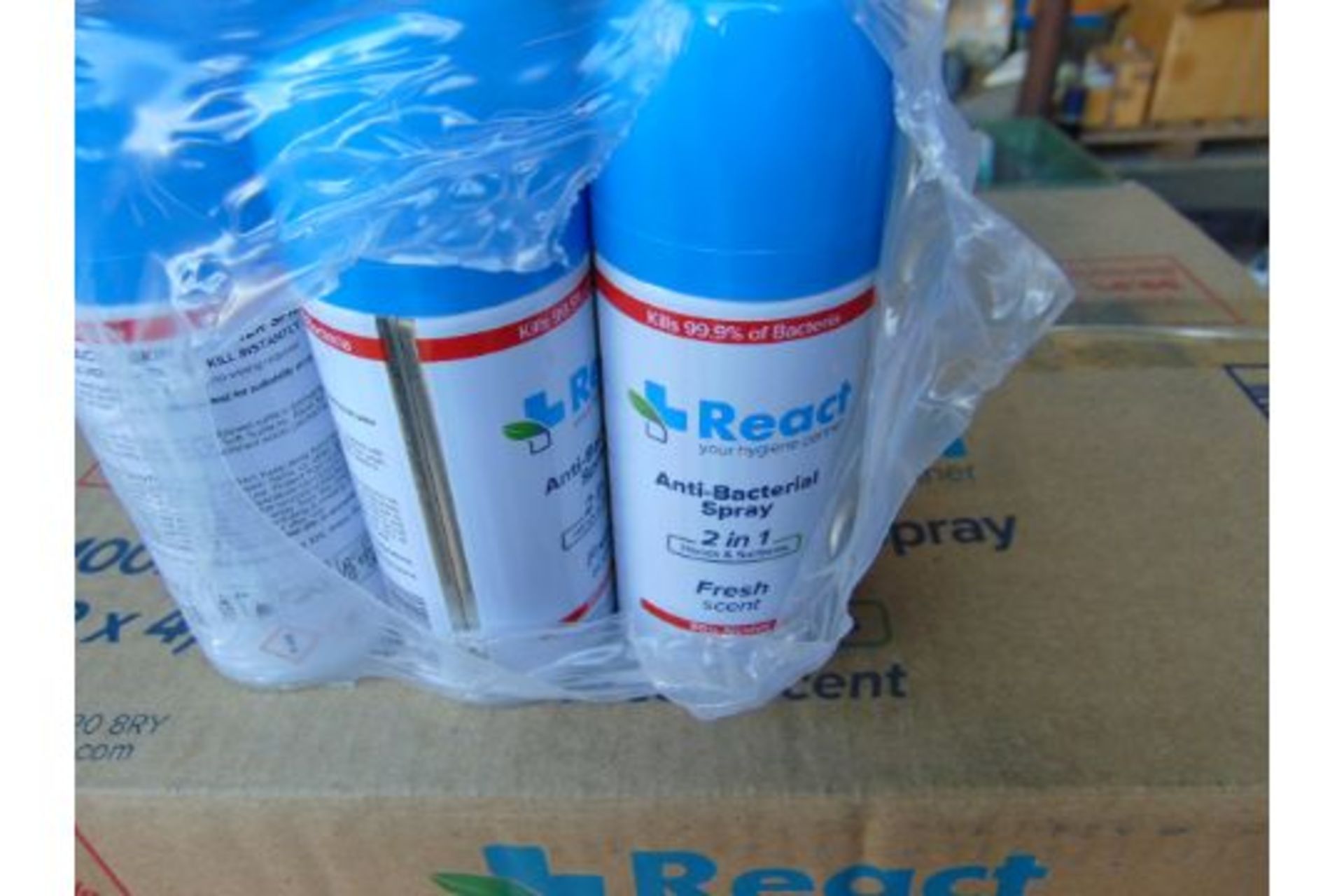 2x Box (96 Cans) REAC Anti Bacterial Spray