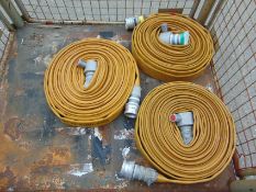 3 x Angus 52mm x 23m Layflat Fire Hoses with Couplings
