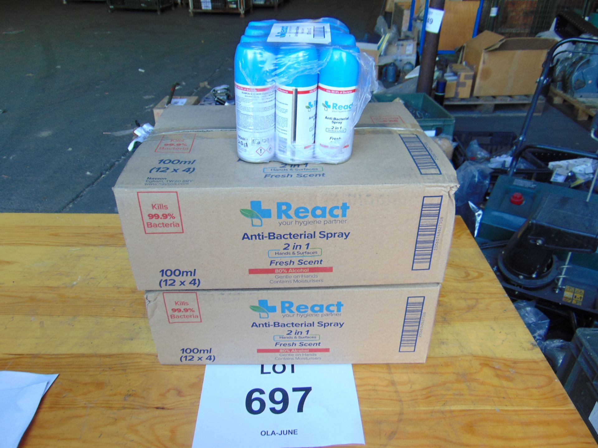 2x Box (96 Cans) REAC Anti Bacterial Spray