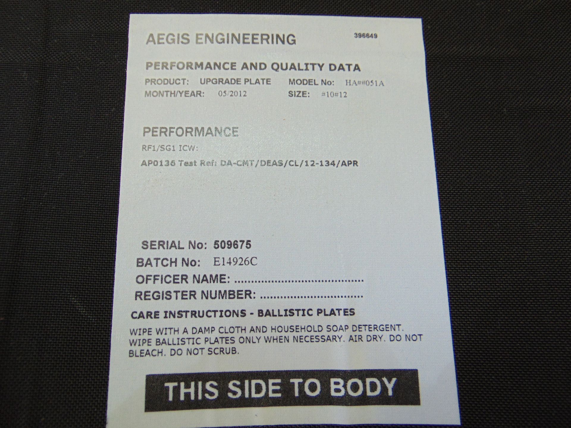 Aegis Ballistic Stab Vest Body Armour Size M - Image 5 of 11