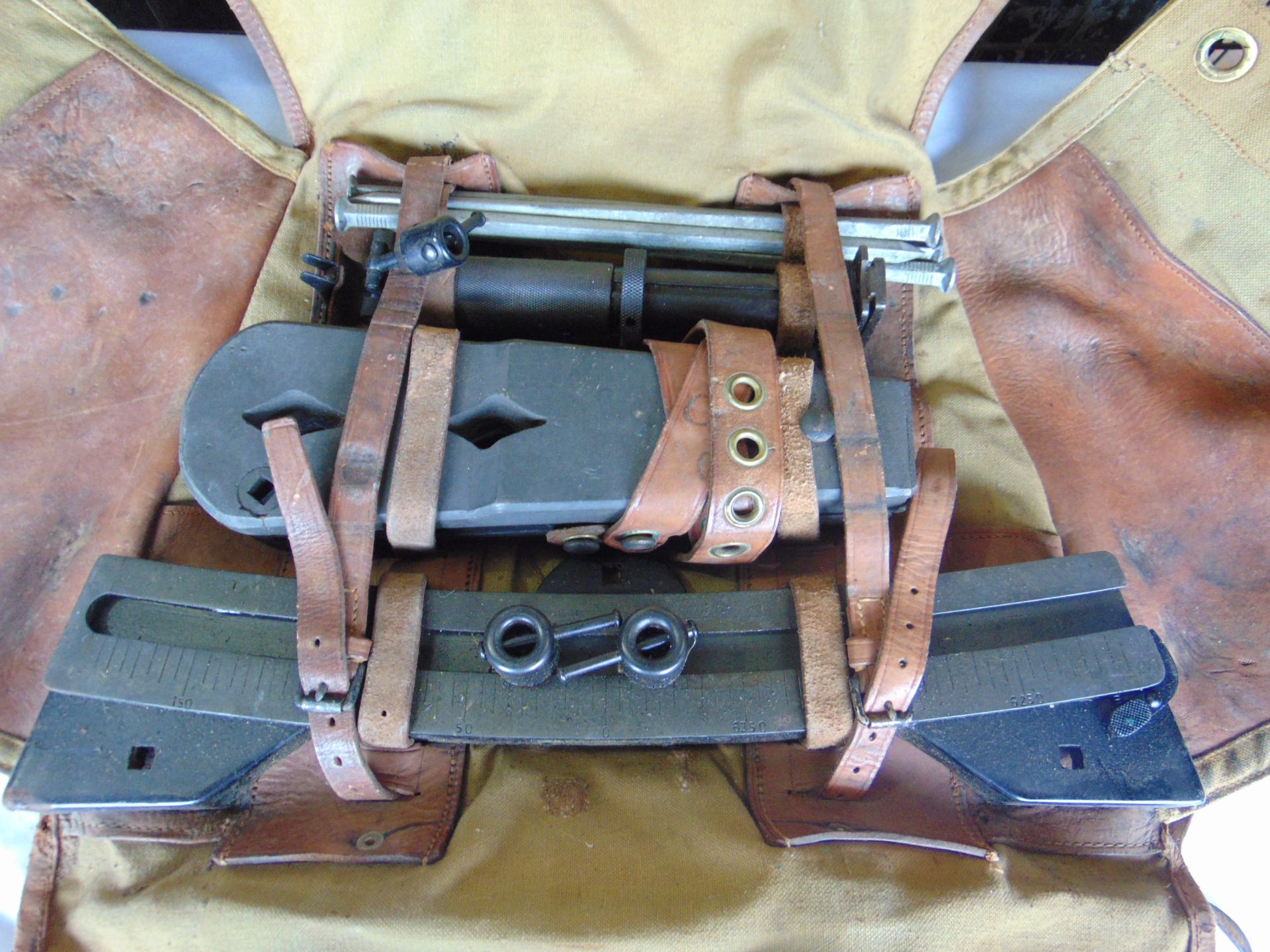 V Rare Unissued MG 13 Complete Sustained Fire Kit in original canvas pouch with leather straps - Image 2 of 3