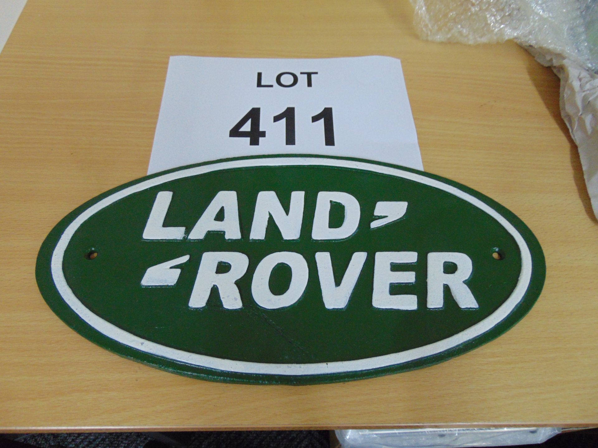 Land Rover Cast Iron Hand Painted Workshop sign 34cms x 17cms