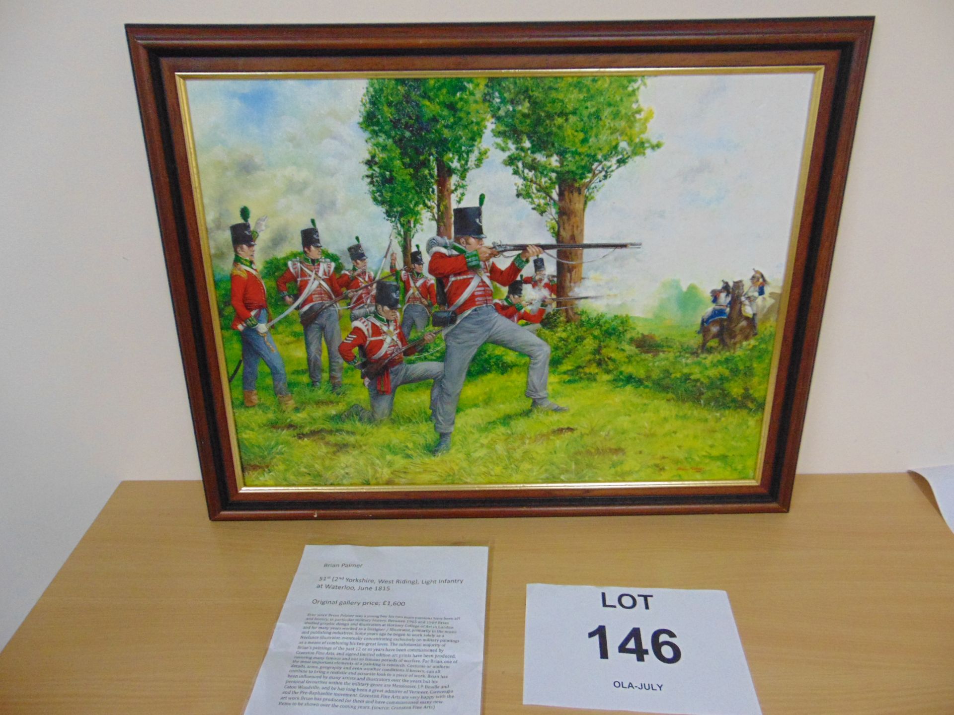 Original Oil Painting 51st (2nd Yorkshire, West Riding) Light Infantry Waterloo 1815 by Brian Palmer - Image 7 of 7