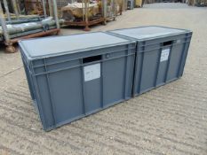 2 x Standard MoD Stackable Storage Boxes c/w Lids