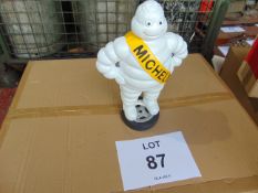 LARGE CAST IRON MICHELIN MAN STANDING ON A WHEEL - 40 CMS HIGH