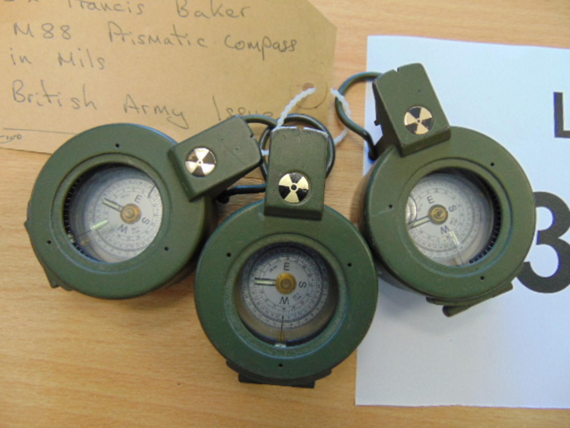3 x Francis Baker M88 Prismatic Compass in Mils, British Army Issue - Image 2 of 3