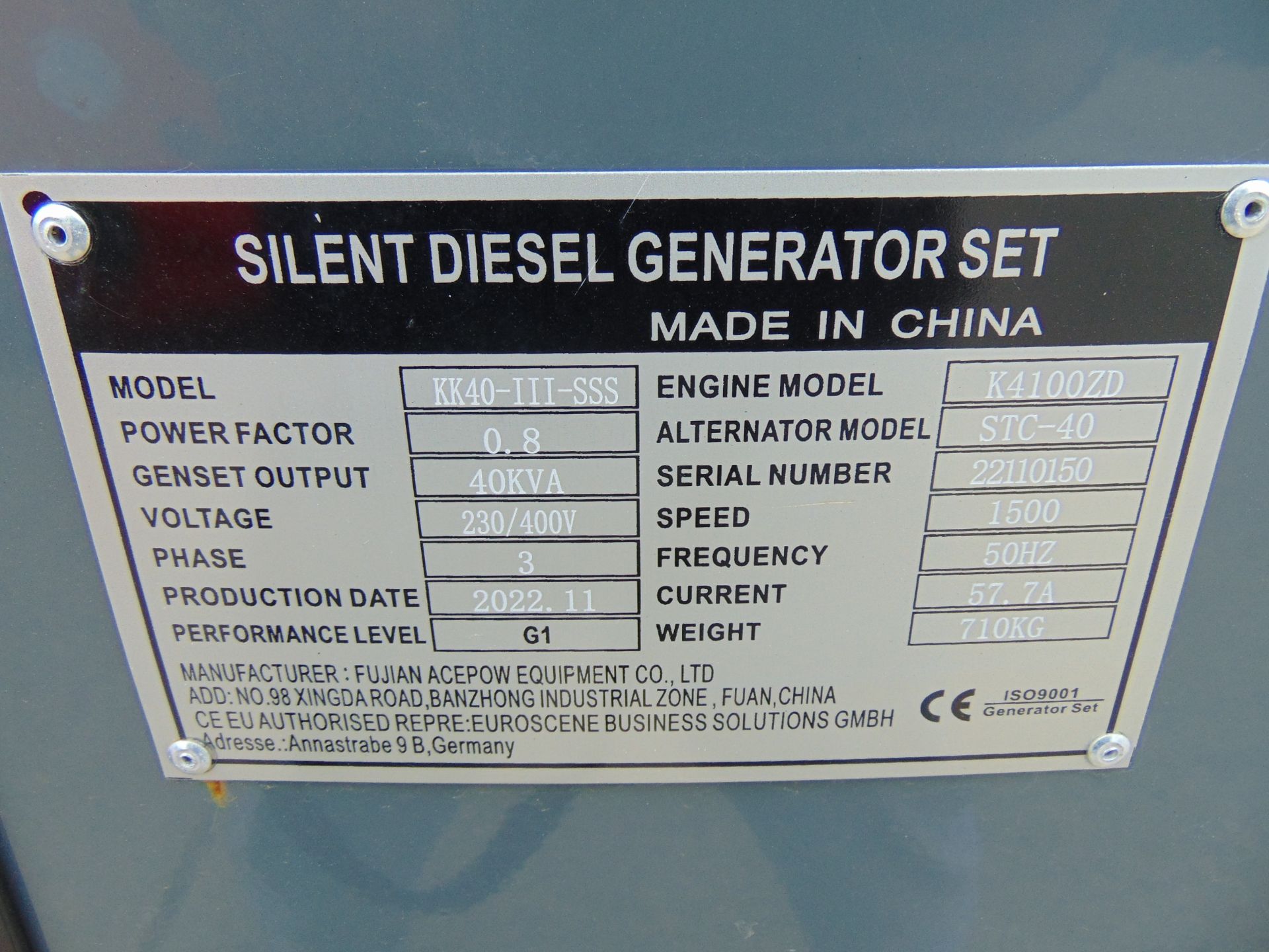 2022 UNISSUED 40 KVA 3 Phase Silent Diesel Generator Set - Image 16 of 16