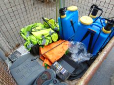 1 x Stillage Knapsack Sprayers, Safety Clothing, Foot Massager, Cassettes etc