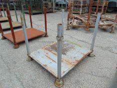 Standard MoD Heavy Duty Steel Stacking Stillage, Fixed Tubular Corner Post Braced Sheet Steel Base